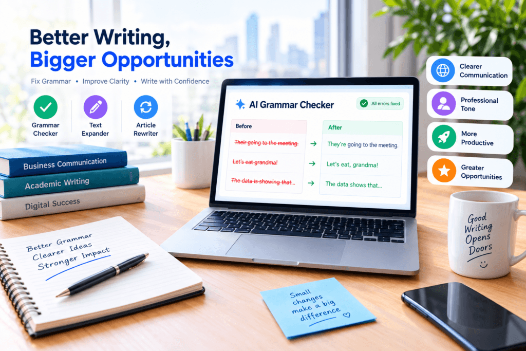 AI writing tools for grammar checking, paraphrasing, and expanding content