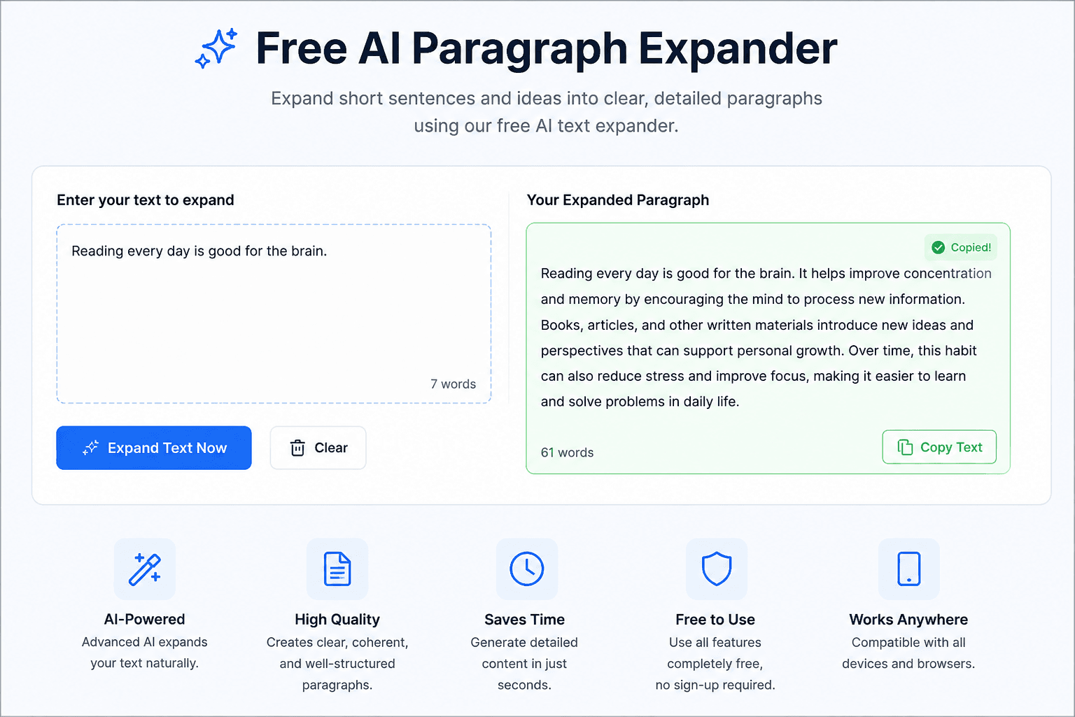 AI paragraph expander tool